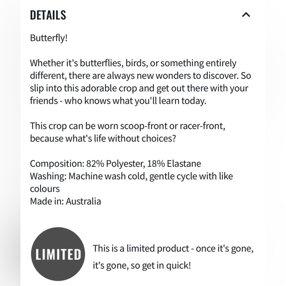 Blackmilk reversible Disney Bambi crop tank size medium - Picture 15 of 15